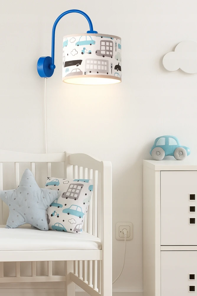 Skylighting LAMPA ŚCIENNA KINKIET DZIECIĘCY SAMOCHODY AUTKA NIEBIESKIE EDISON LED E27