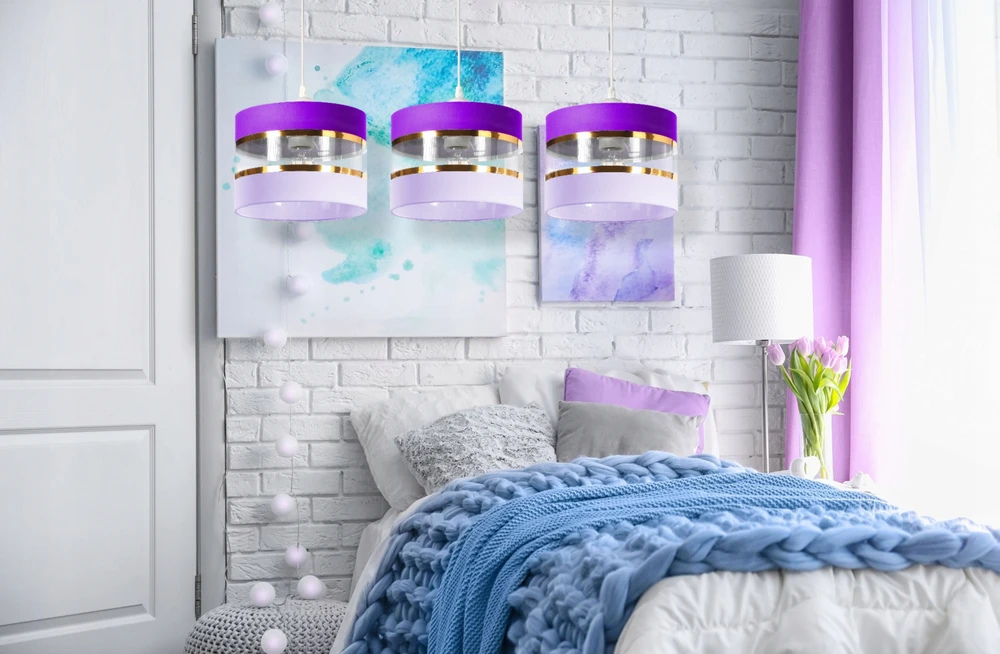 Skylighting Lampa Wisząca Abażur Fiolet Dziecięca LED Edison E27