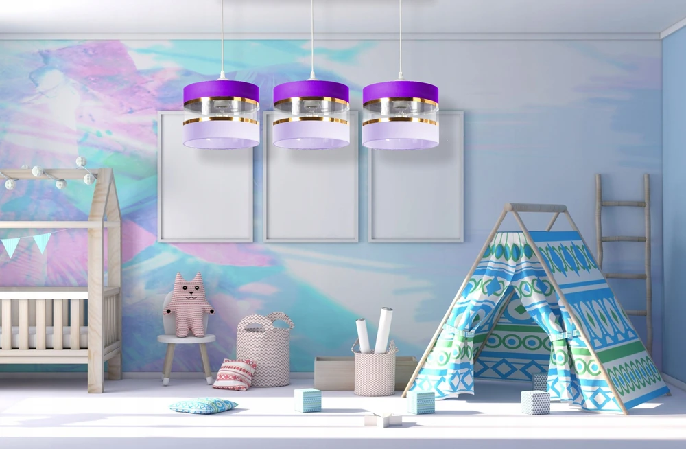Skylighting Lampa Wisząca Abażur Fiolet Dziecięca LED Edison E27