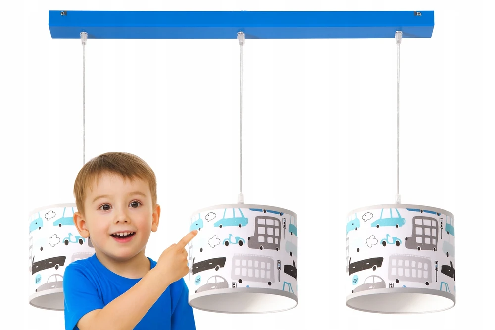 Skylighting LAMPA WISZĄCA ŻYRANDOL SUFITOWA AUTKA Mėlyna SZARE 3XE27 LED EDISON