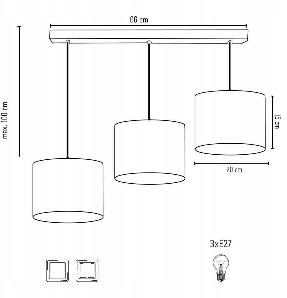 Skylighting LAMPA WISZĄCA ŻYRANDOL SUFITOWA AUTKA Mėlyna SZARE 3XE27 LED EDISON