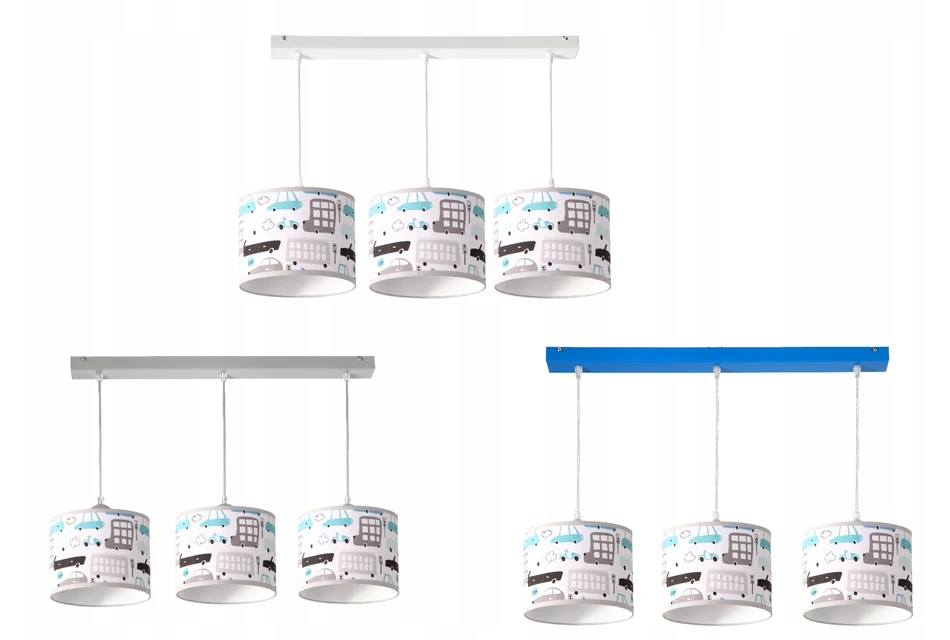 Skylighting LAMPA WISZĄCA ŻYRANDOL SUFITOWA AUTKA Mėlyna SZARE 3XE27 LED EDISON