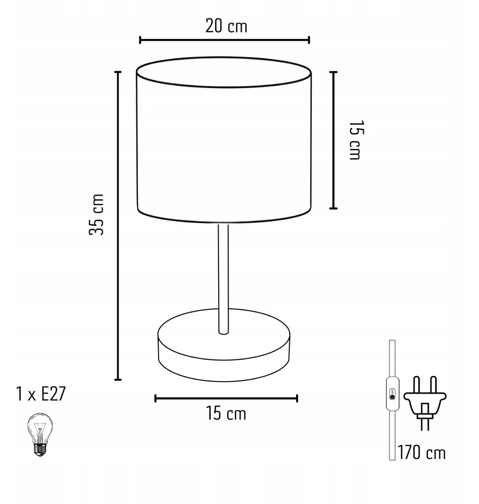 Skylighting Naktinė lempa STOŁOWA DZIECIĘCA ABAŻUR POMPONY LED EDISON E27 RÓŻOWA