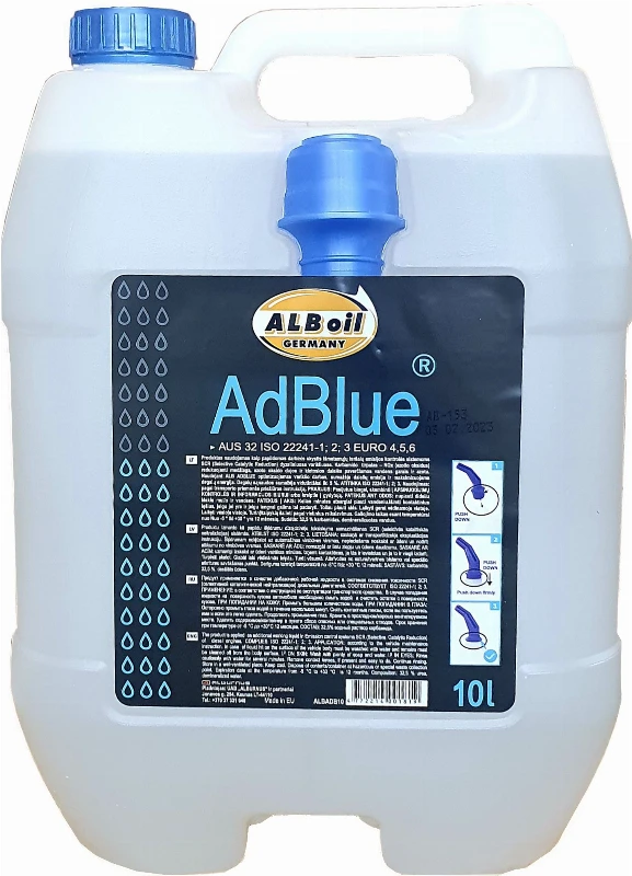 AdBlue 10L skystis su etiketės instrukcija