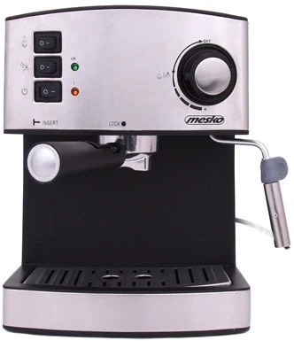Kavos aparatas Mesko | Espresso Aparatas | MS 4403 | Slėgis 15 bar | Su pieno plakikliu | Semi-automatinis | 850 W | Nerūdijantis plienas/Juodas
