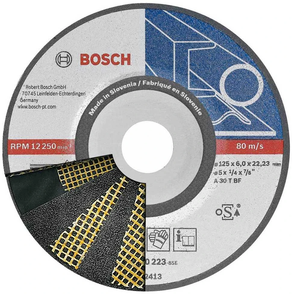 Bosch Šlif.diskas, lenktas 125x22x6 mm, metalui
