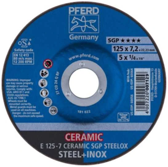 Šlifavimo diskas PFERD E125-7 Ceramic SGP Steelox