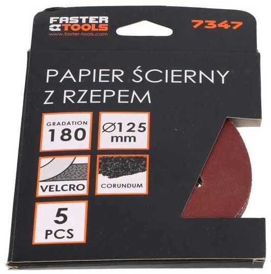 Faster Tools Šlifavimo diskas Velcro 125mm Grūdėtumas 180 (5 vnt.)