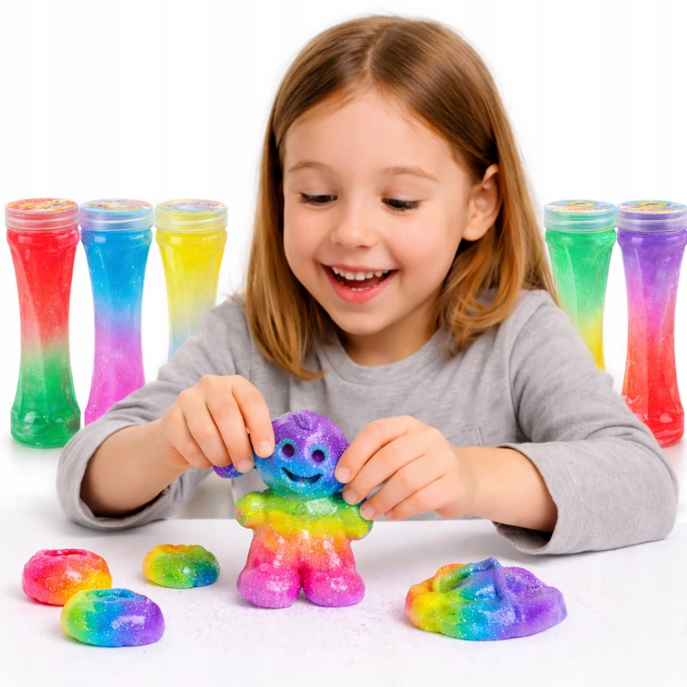 SLIME DIDELIS RINKINYS VAIKAMS PLASTIKINIS STIPRI GLITTER GALAXY 6 vnt.