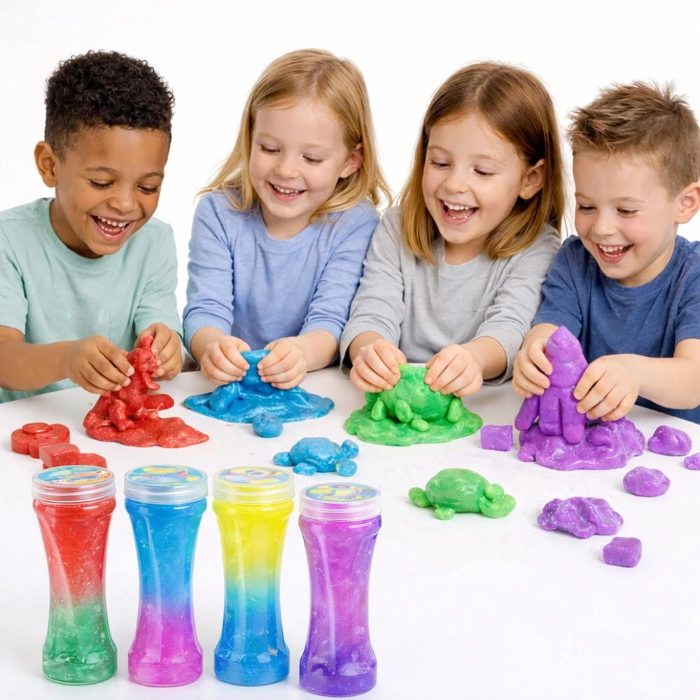 SLIME DIDELIS RINKINYS VAIKAMS PLASTIKINIS STIPRI GLITTER GALAXY 6 vnt.