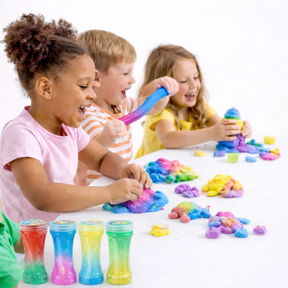 SLIME DIDELIS RINKINYS VAIKAMS PLASTIKINIS STIPRI GLITTER GALAXY 6 vnt.