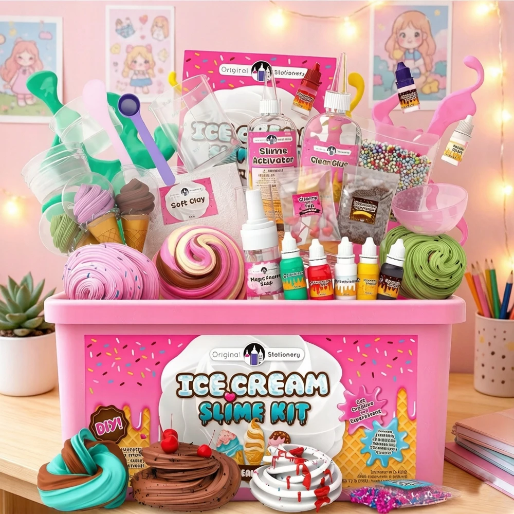 „Slime Play“ tešlos gaminimo vaikams „Creative Factory“ ledų bandelių rinkinys