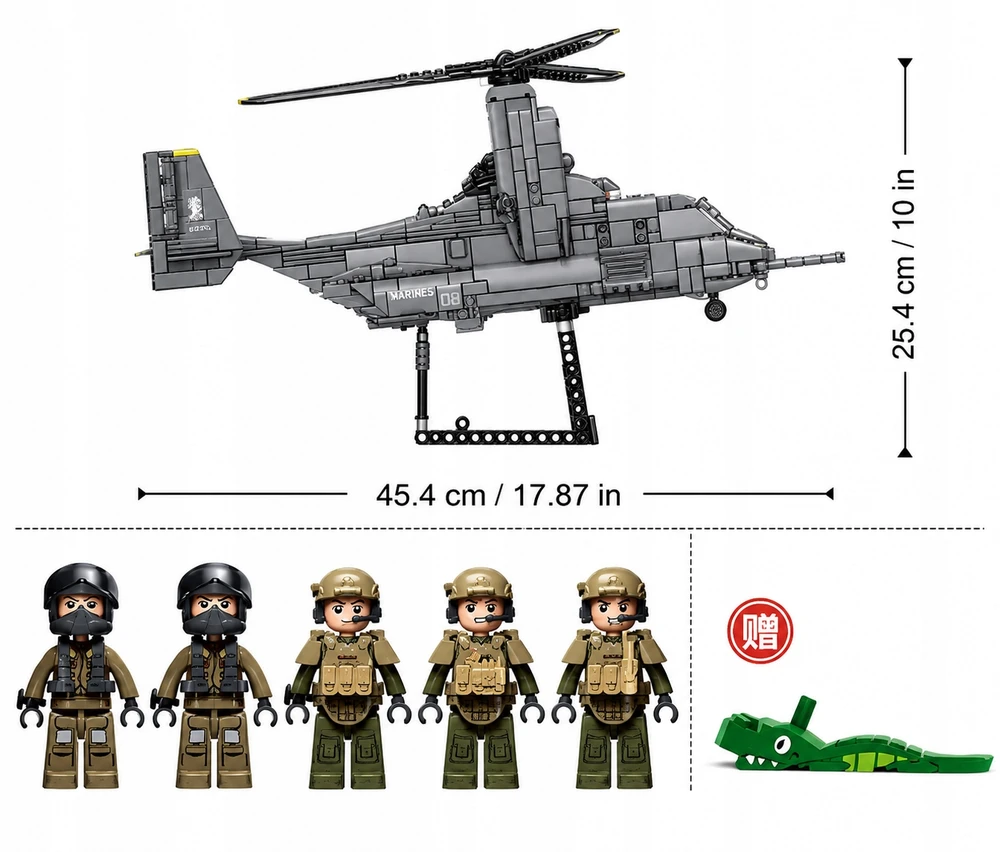 Sluban Blocks Helicopter Landing Plane MV-22 Osprey USA 1163 el Model