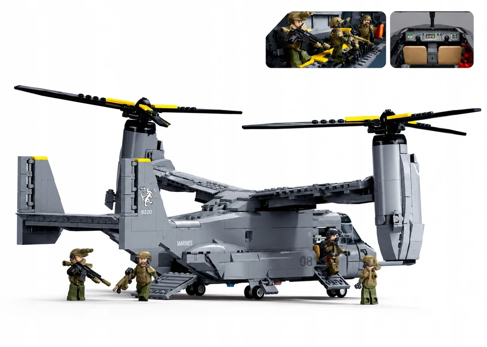Sluban Blocks Helicopter Landing Plane MV-22 Osprey USA 1163 el Model