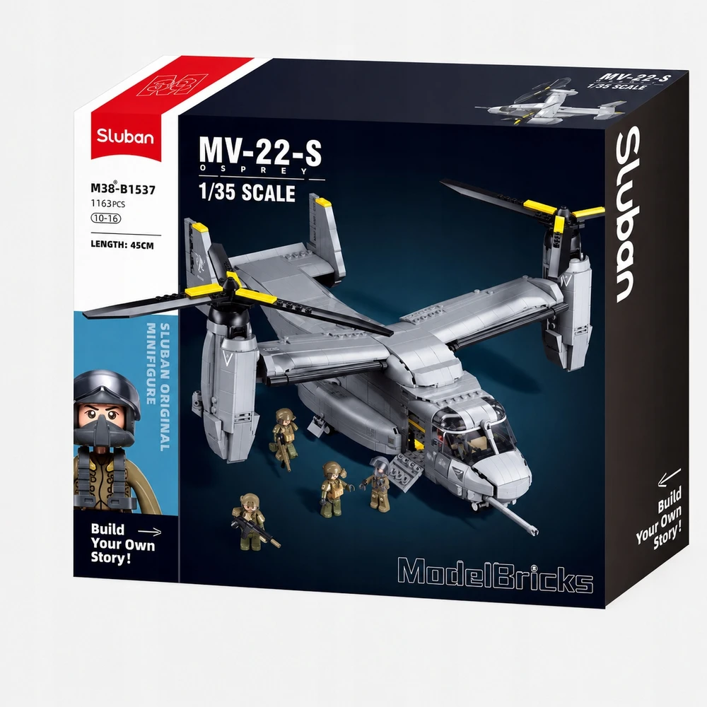 Sluban Blocks Helicopter Landing Plane MV-22 Osprey USA 1163 el Model