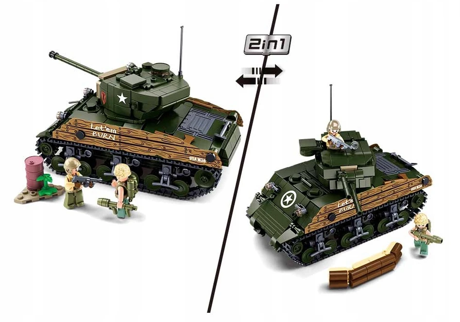 Sluban Blocks Sherman Tank Military 2in1 715 vnt.