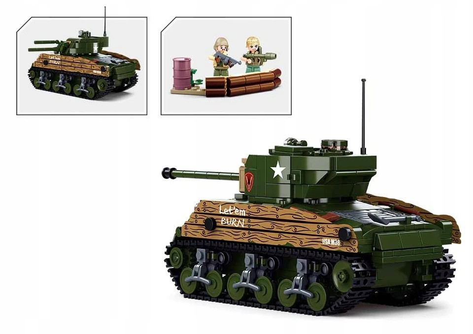 Sluban Blocks Sherman Tank Military 2in1 715 vnt.