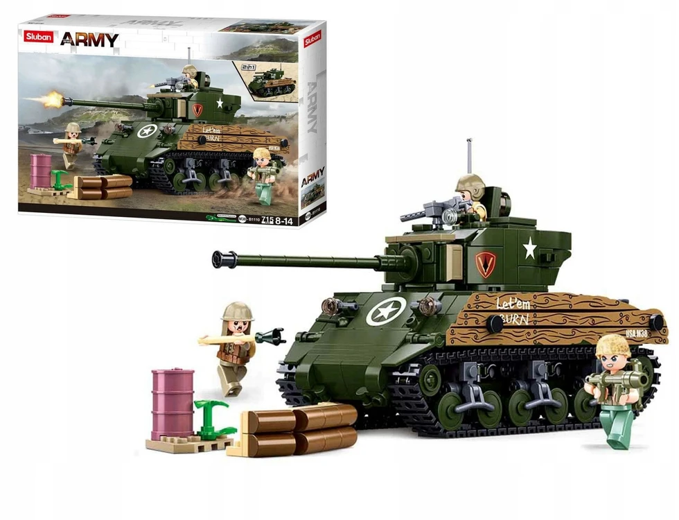 Sluban Blocks Sherman Tank Military 2in1 715 vnt.