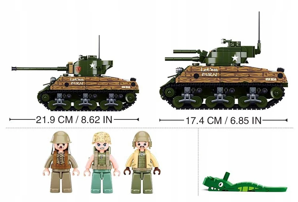 Sluban Blocks Sherman Tank Military 2in1 715 vnt.
