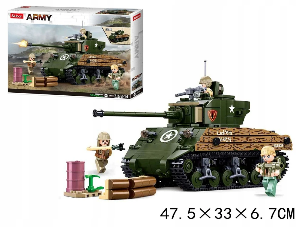 Sluban Blocks Sherman Tank Military 2in1 715 vnt.