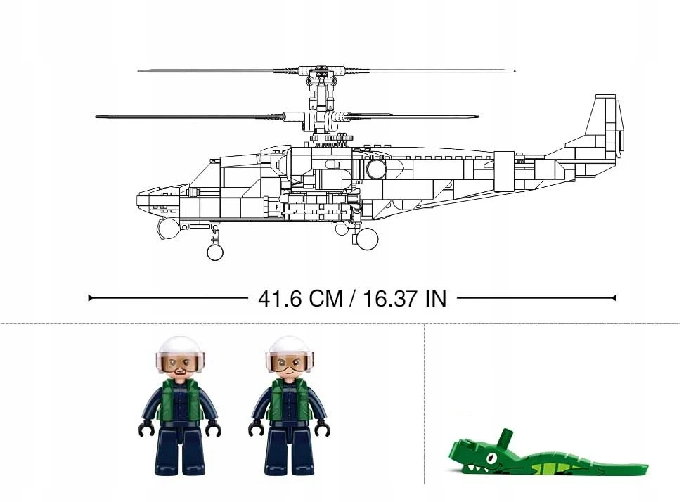 Sluban Blocks Sraigtasparnis Sraigtasparnis KA-52S Karinis 913 el Army for Children