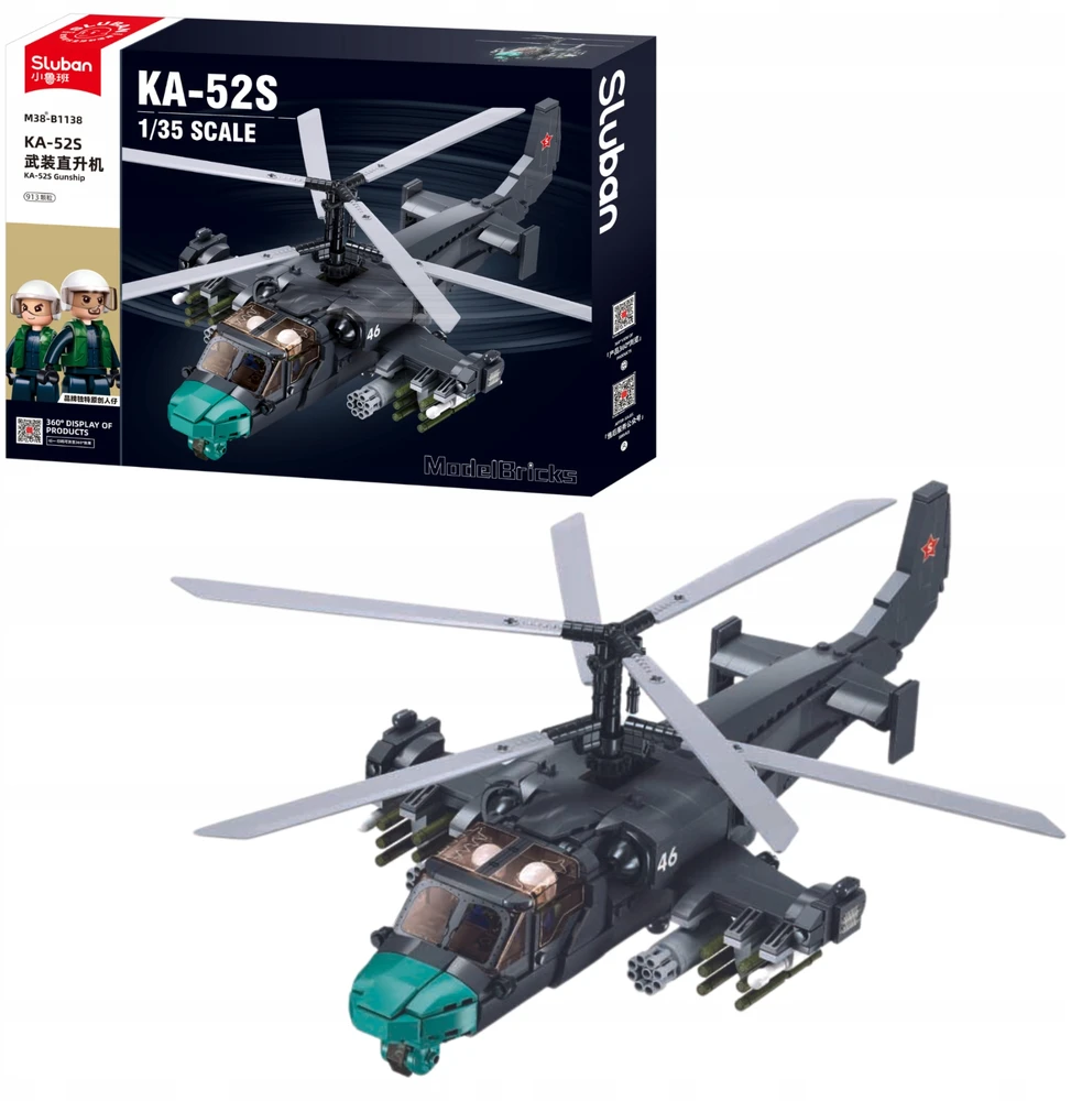 Sluban Blocks Sraigtasparnis Sraigtasparnis KA-52S Karinis 913 el Army for Children