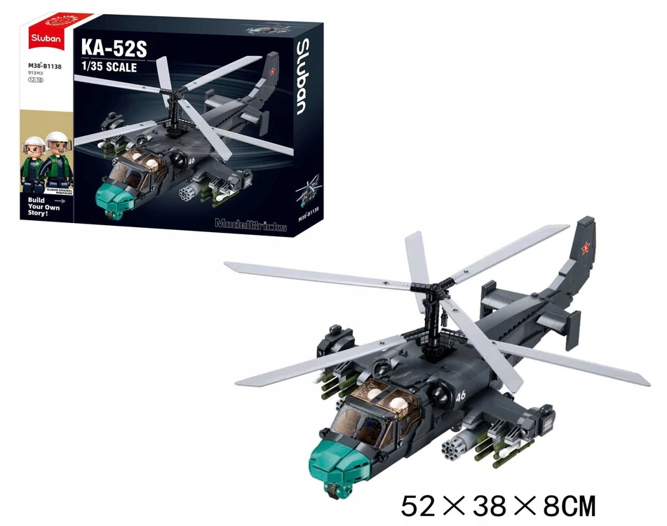 Sluban Blocks Sraigtasparnis Sraigtasparnis KA-52S Karinis 913 el Army for Children