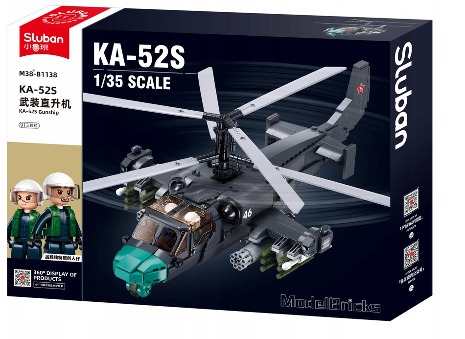 Sluban Blocks Sraigtasparnis Sraigtasparnis KA-52S Karinis 913 el Army for Children