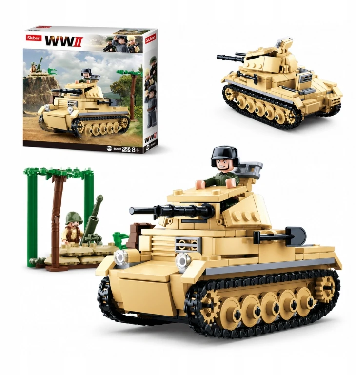 Sluban Blocks Tank Panzer II PZKPFW B0691 356 el armijos karinis modelis