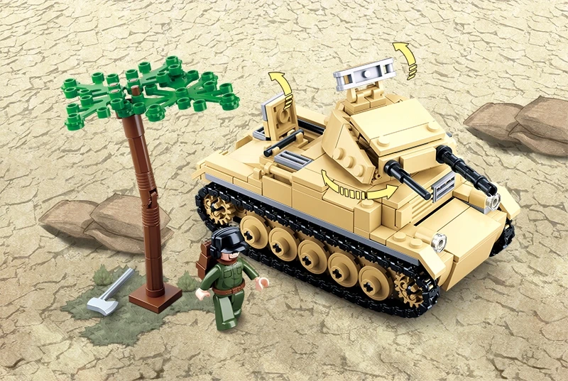 Sluban Blocks Tank Panzer II PZKPFW B0691 356 el armijos karinis modelis