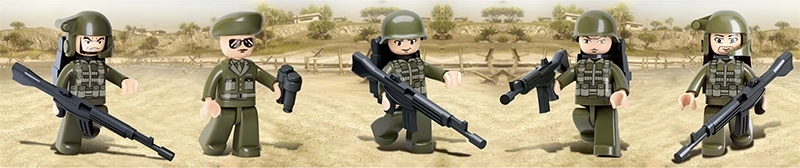 Sluban BLOKAS IZRAELI TANKAS MERKAVA MK. I/II 344EL. + 5 KARINIO JUDĖJIMO FIGURINĖS.
