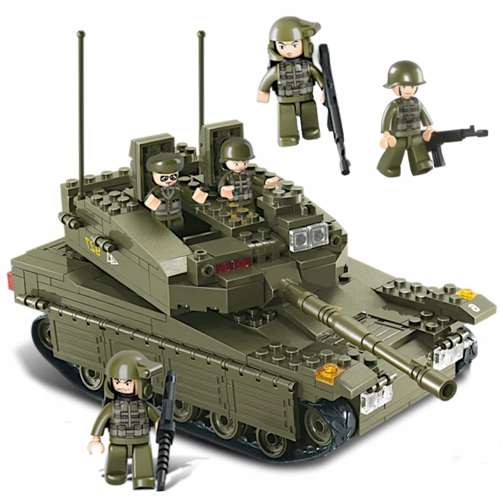 Sluban BLOKAS IZRAELI TANKAS MERKAVA MK. I/II 344EL. + 5 KARINIO JUDĖJIMO FIGURINĖS.