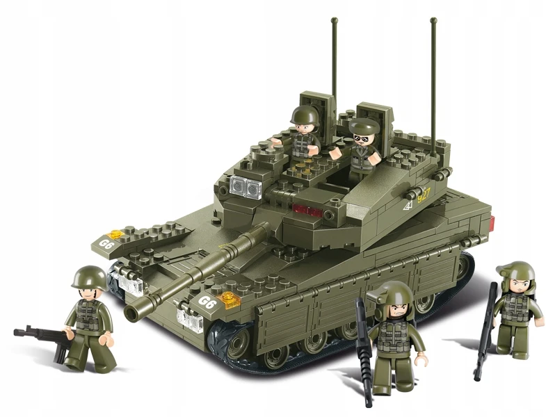 Sluban BLOKAS IZRAELI TANKAS MERKAVA MK. I/II 344EL. + 5 KARINIO JUDĖJIMO FIGURINĖS.