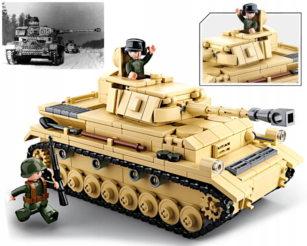 Sluban BLOKUOJA VOKIEČIŲ TANKĄ PZKPFW IV / NASHORN 2IN1 ANTRASIS PASAULINIS VOKIETIJOS ARMIJOS 3 FIGŪRAS