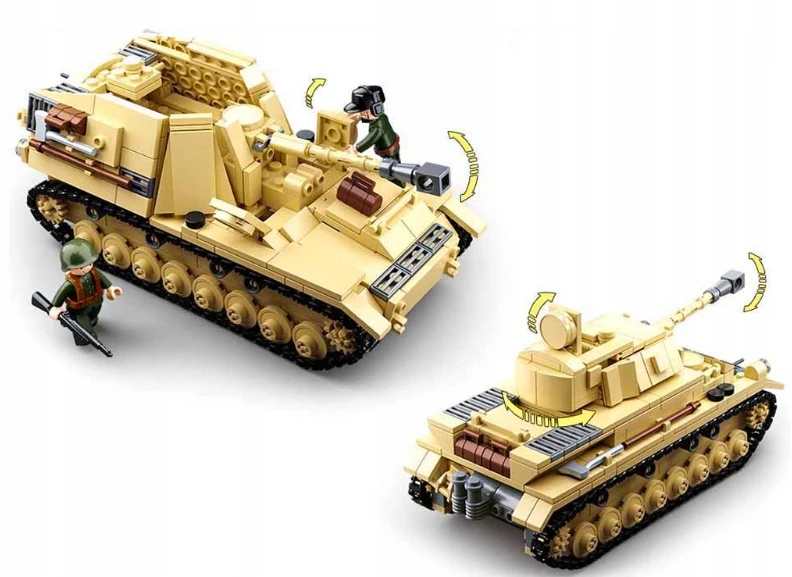 Sluban BLOKUOJA VOKIEČIŲ TANKĄ PZKPFW IV / NASHORN 2IN1 ANTRASIS PASAULINIS VOKIETIJOS ARMIJOS 3 FIGŪRAS