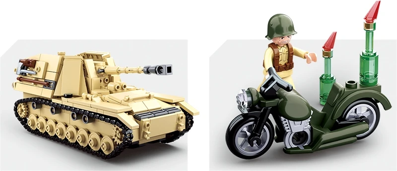Sluban BLOKUOJA VOKIEČIŲ TANKĄ PZKPFW IV / NASHORN 2IN1 ANTRASIS PASAULINIS VOKIETIJOS ARMIJOS 3 FIGŪRAS