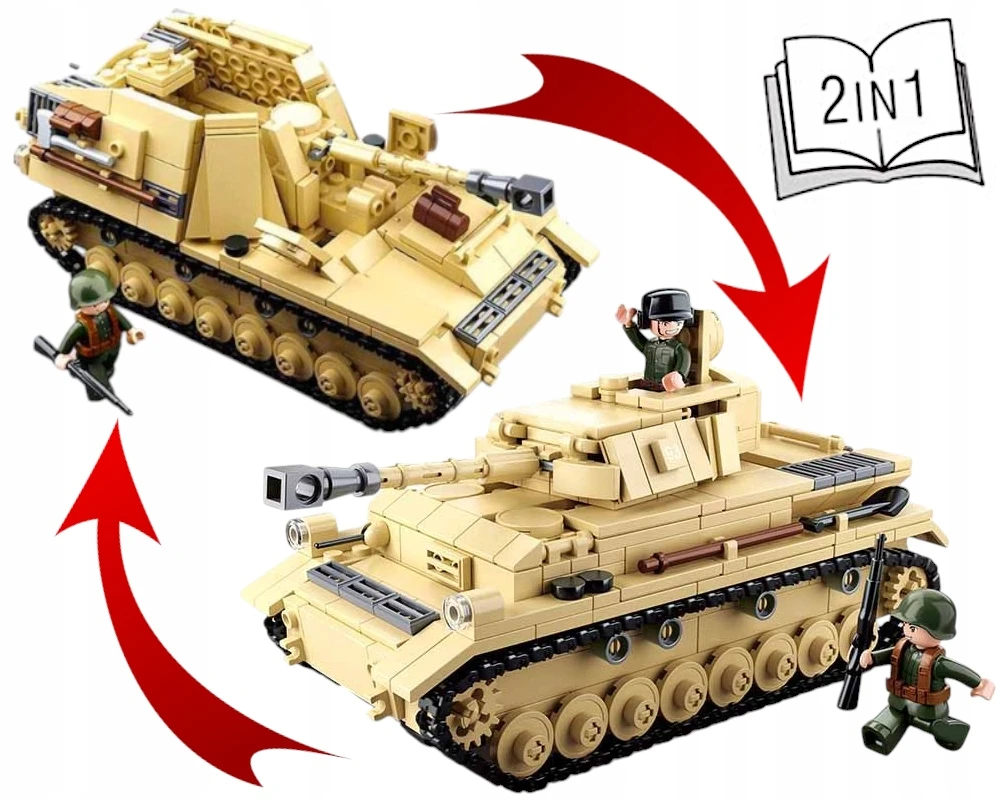 Sluban BLOKUOJA VOKIEČIŲ TANKĄ PZKPFW IV / NASHORN 2IN1 ANTRASIS PASAULINIS VOKIETIJOS ARMIJOS 3 FIGŪRAS