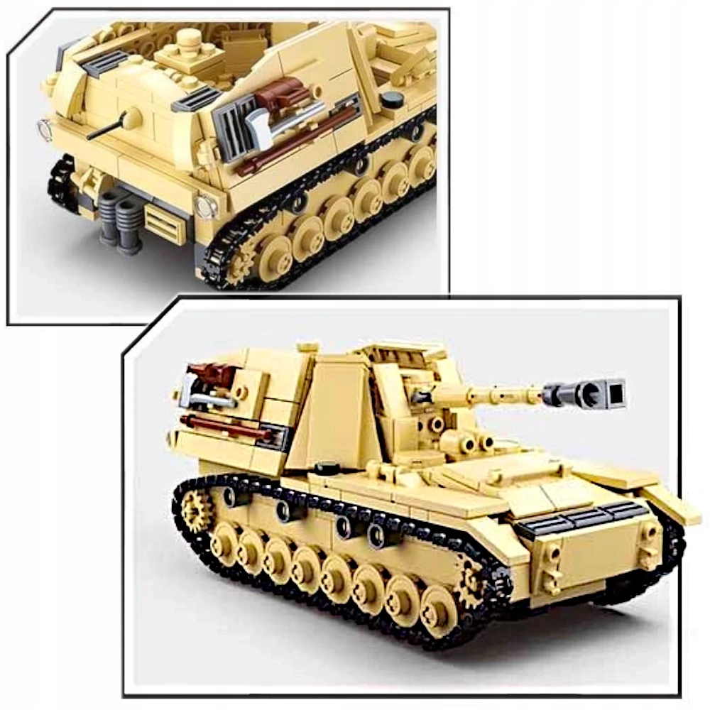 Sluban BLOKUOJA VOKIEČIŲ TANKĄ PZKPFW IV / NASHORN 2IN1 ANTRASIS PASAULINIS VOKIETIJOS ARMIJOS 3 FIGŪRAS