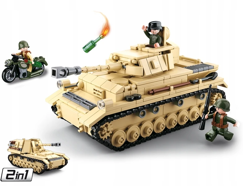 Sluban BLOKUOJA VOKIEČIŲ TANKĄ PZKPFW IV / NASHORN 2IN1 ANTRASIS PASAULINIS VOKIETIJOS ARMIJOS 3 FIGŪRAS