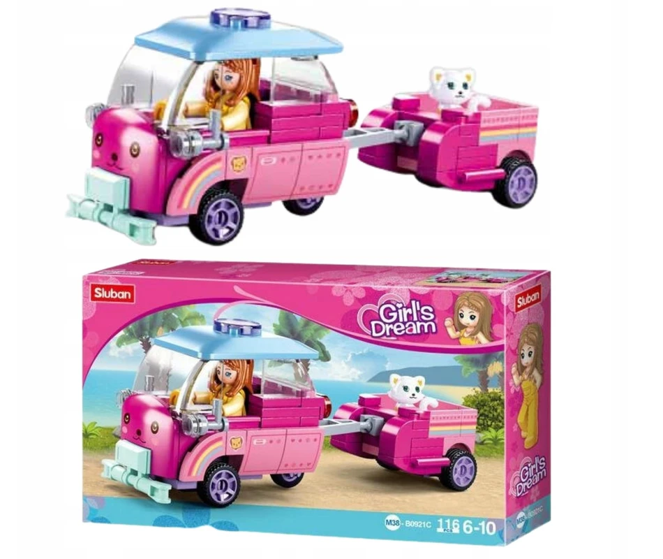 Sluban Construction Bricks Automobilis su priekaba Girls Dream B0921C 116 vnt.