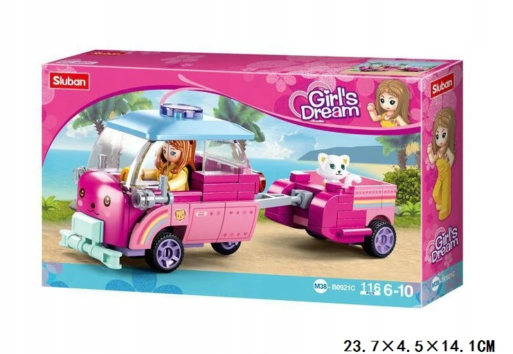 Sluban Construction Bricks Automobilis su priekaba Girls Dream B0921C 116 vnt.