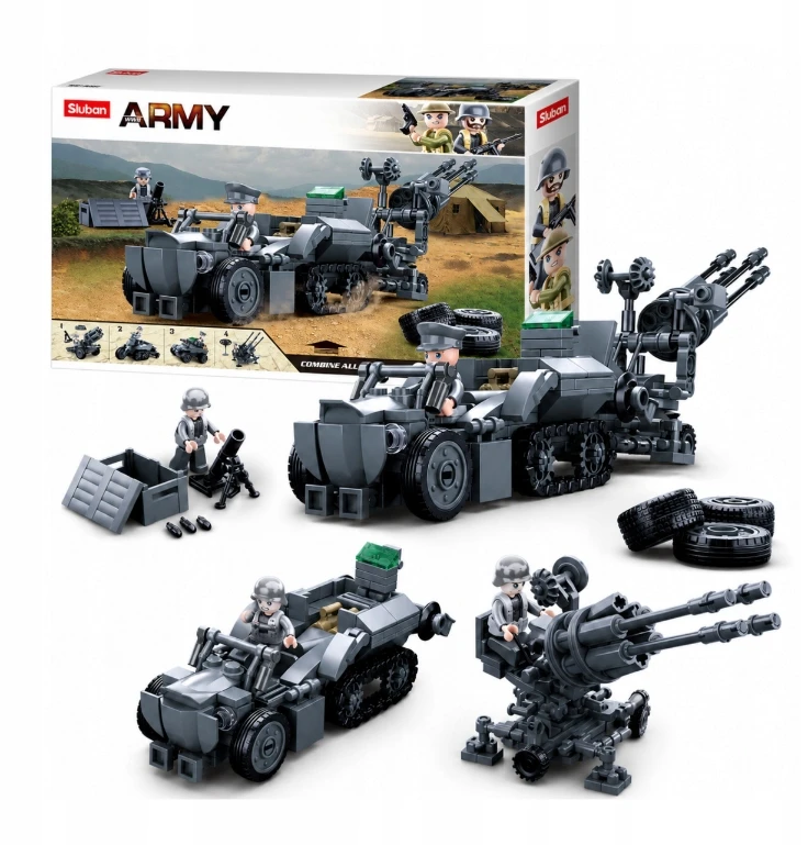 Sluban Construction Bricks II pasaulinio karo armijos šarvuočiai 368 el Vaikų diena
