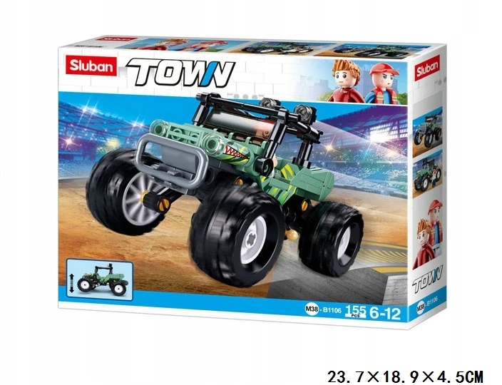 Sluban Construction Bricks Žalias visureigis B1106 Town 155 vnt