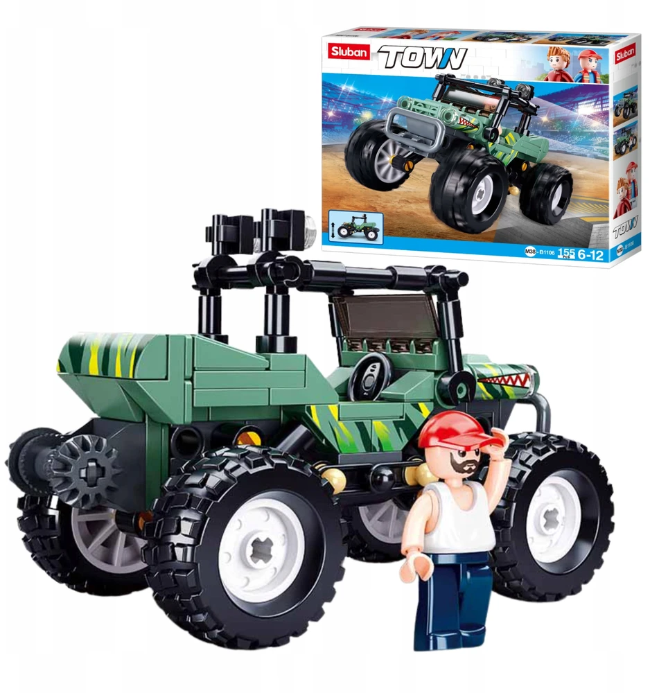 Sluban Construction Bricks Žalias visureigis B1106 Town 155 vnt