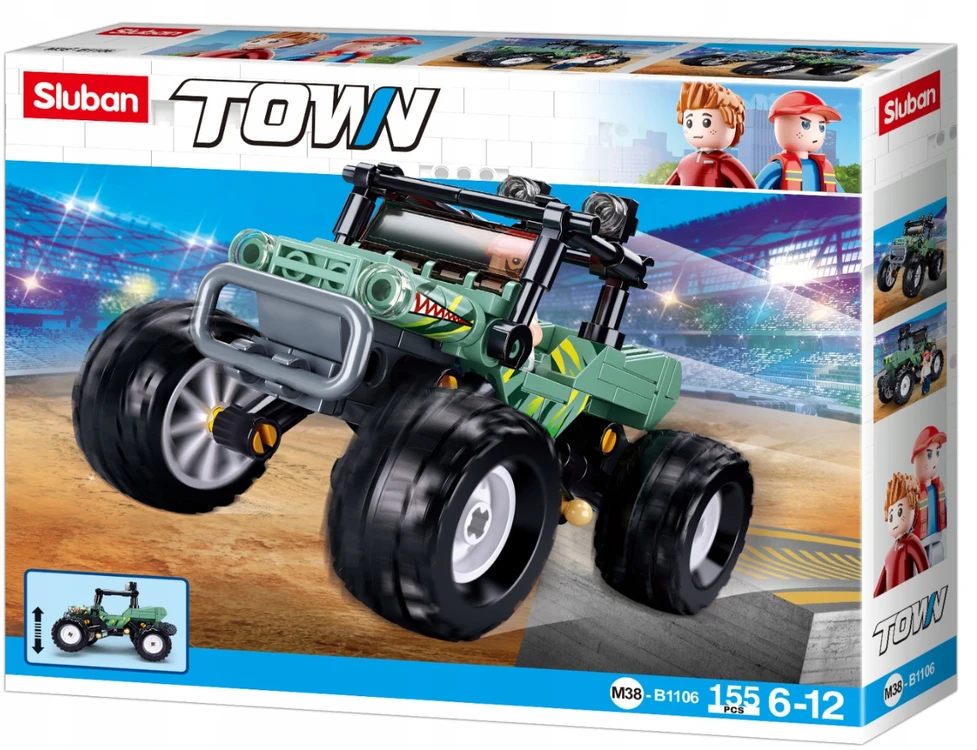 Sluban Construction Bricks Žalias visureigis B1106 Town 155 vnt