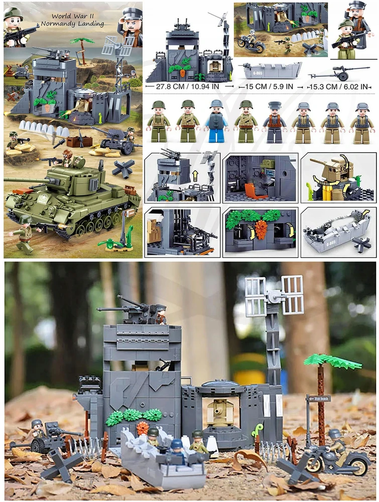 Sluban FORTRESS BASE 0861 statybinių blokų bunkerio karinės armijos ginklų figūrėlės