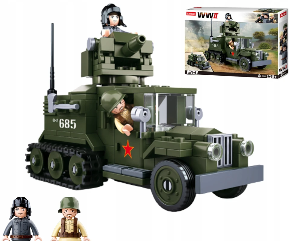 Sluban Gaz Halftrack statybiniai blokai 2in1 243 vnt Vaikų gynimo diena
