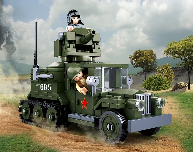 Sluban Gaz Halftrack statybiniai blokai 2in1 243 vnt Vaikų gynimo diena