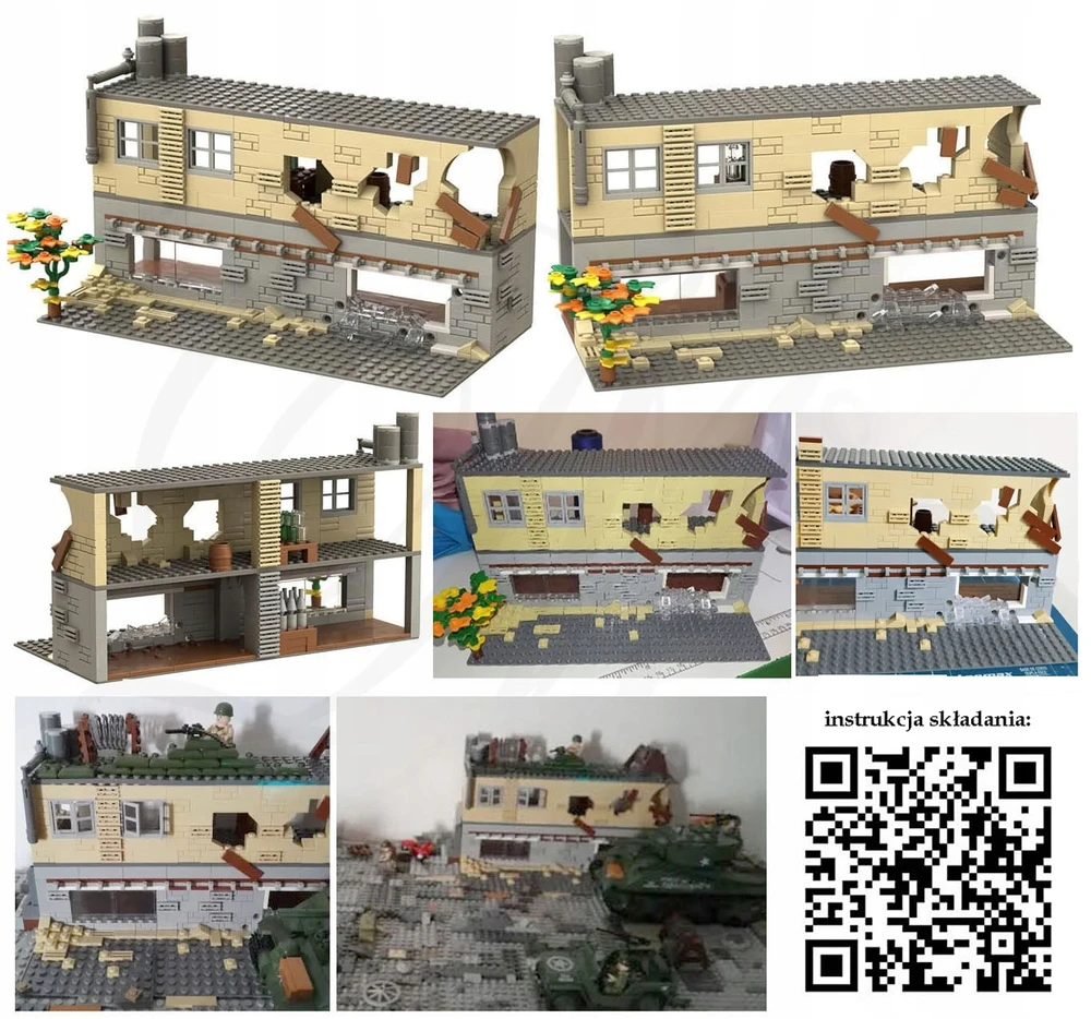 Sluban PASTATAS 0459 - karinės bazės armijos plytelių statybinių blokelių figūrų tankas ginklų namas