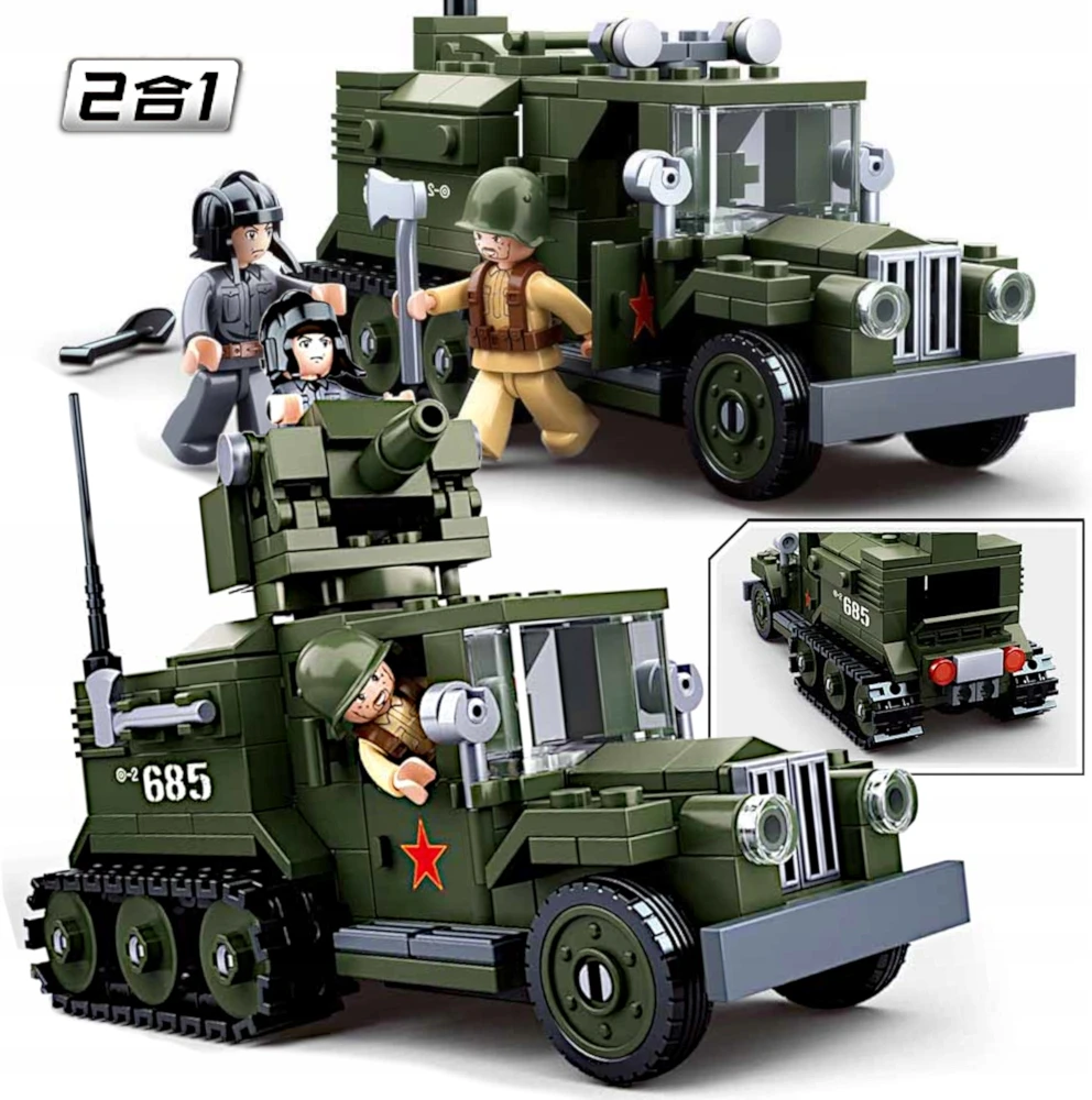 Sluban Plytos GAZ-60 Sunkvežimių TRANSPORTER Vikšrai patrankos MORTAR 2 FIGURINES